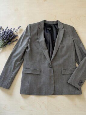 Banana Republic Women's Wool Blend Blazer Gray Size 10 One‎ Button